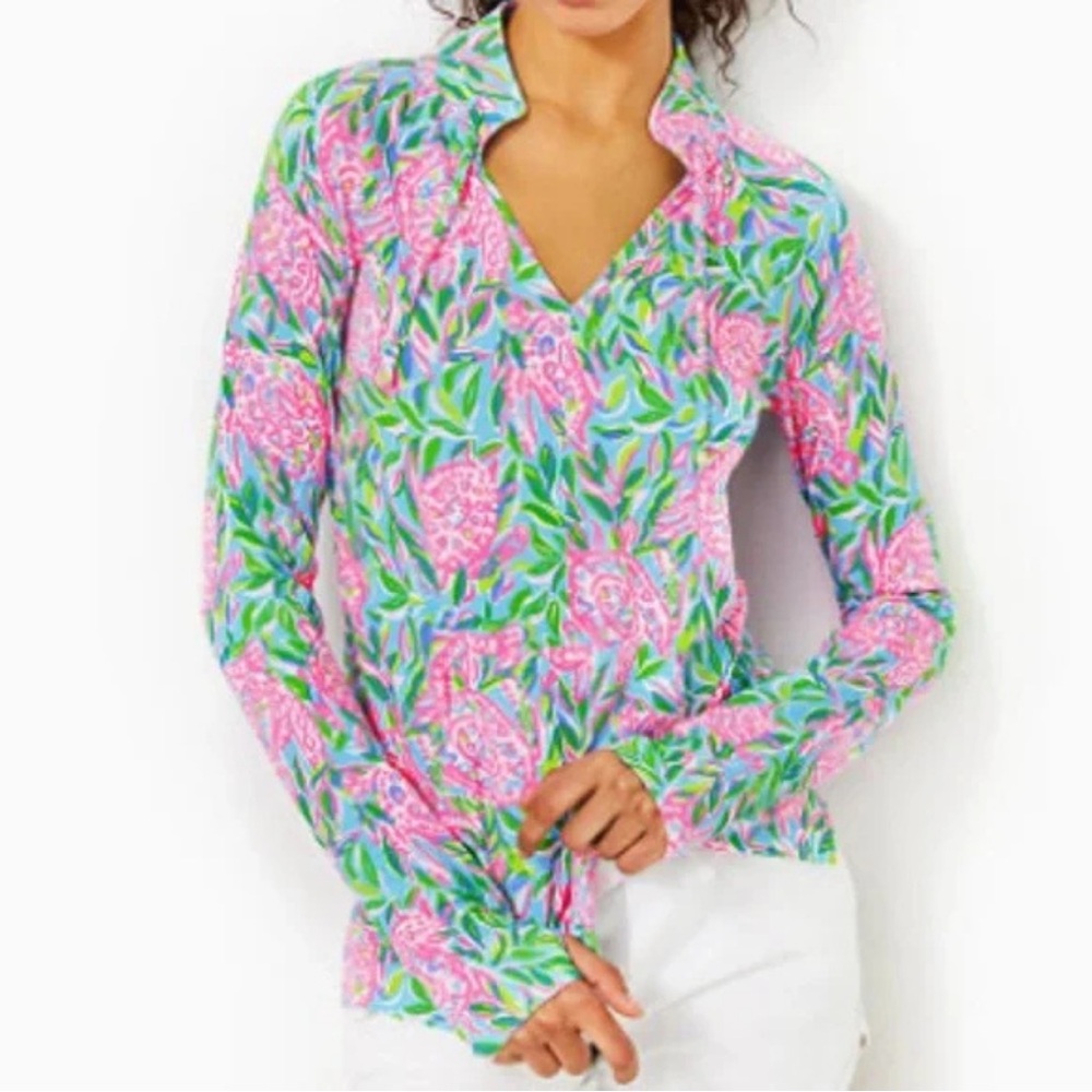 Lilly Pulitzer Pink, Green & Blue Floral Button-Down Shirt